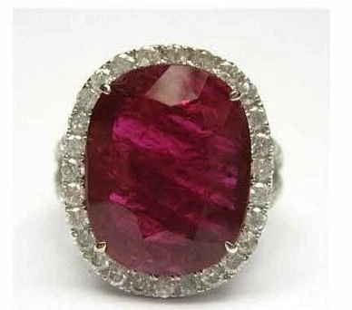 18KT GOLD LARGE 11CT RUBY DIAMOND RING (1 of 2)