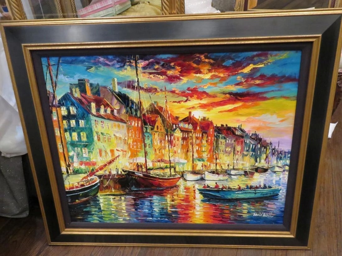 RARE IMPORTANT ESTATE ORIGINAL XTRA LARGE DELUXE DANIEL WALL ITALY PAINTING! (1 of 2)