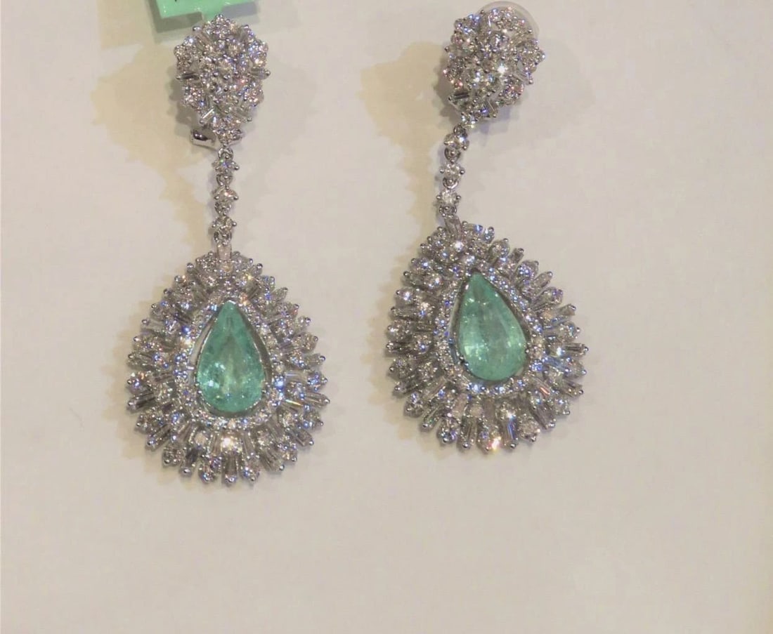 18KT RARE FANCY LARGE PARAIBA EARRINGS (1 of 2)