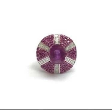 18KT 12CT GORGEOUS FANCY RUBY AND DIAMOND RING (1 of 2)