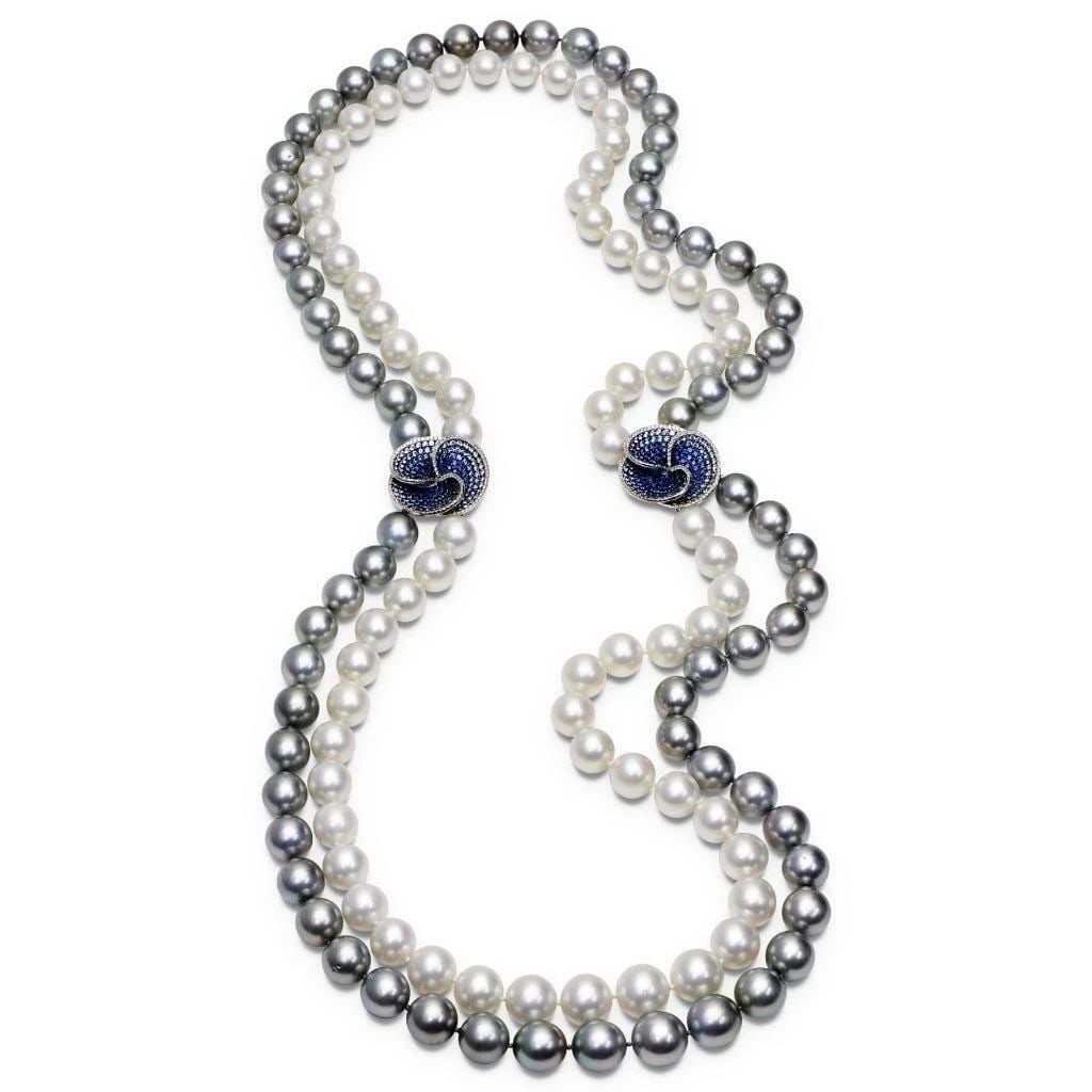 18KT GOLD LRG SOUTH SEA PEARL TAHITIAN DIAMOND NECKLACE! (1 of 2)