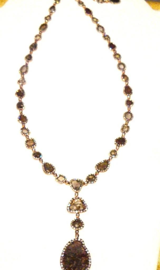 18KT ROSE GOLD LRG BROWN AND WHITE DIAMOND NECKLACE!!! (1 of 2)
