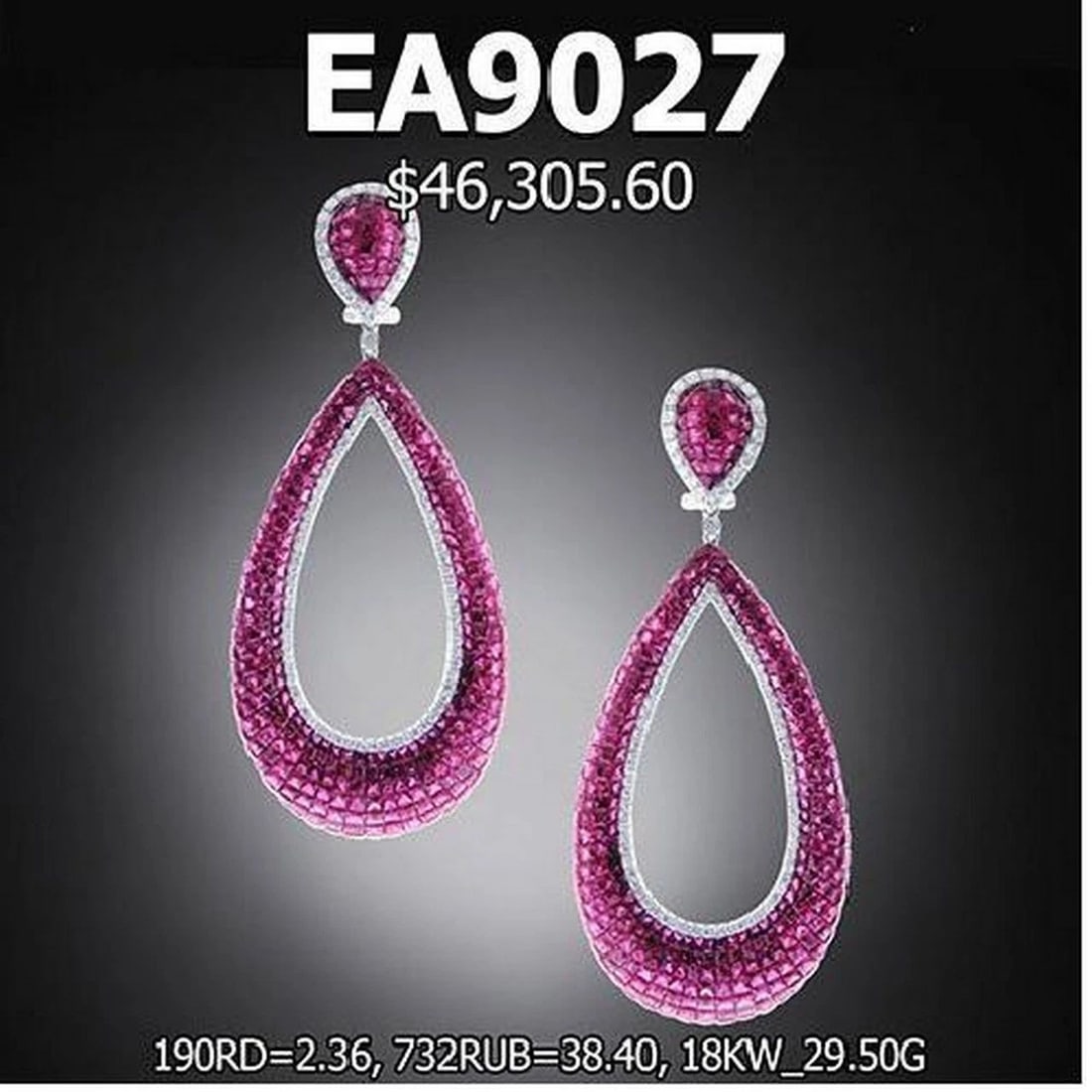 18KT 41CT RUBY DIAMOND DANGLE EARRINGS: 18KT 41CT RUBY DIAMOND DANGLE EARRINGS 18KT 41CT RUBY DIAMOND DANGLE EARRINGS The Following Item we are offering is this Beautiful Rare Important 18KT White Gold Ruby and Diamond Dangle Earrings. Earr