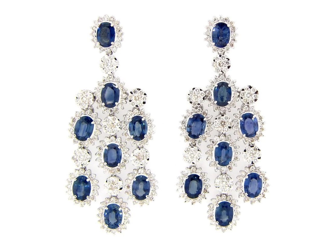 18KT 20CT DIAMOND BLUE SAPPHIRE EARRINGS! (1 of 1)