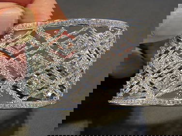 18KT GOLD FANCY GLITTERING WIDE DIAMOND BANGLE BRACELET (1 of 2)