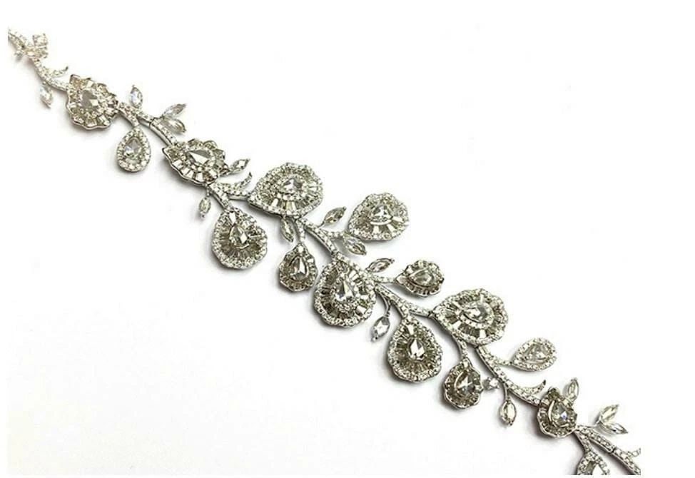 18KT GOLD 8.50CT FANCY RARE ROSE CUT PETAL DIAMOND BRACELET (1 of 2)