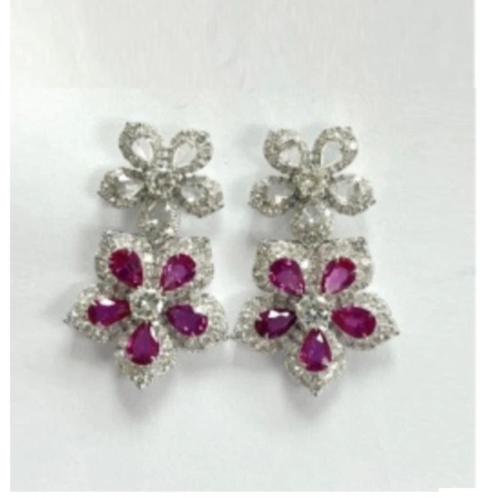 18KT 20CT FANCY GORGEOUS RUBY DIAMOND DANGLE EARRINGS (1 of 2)