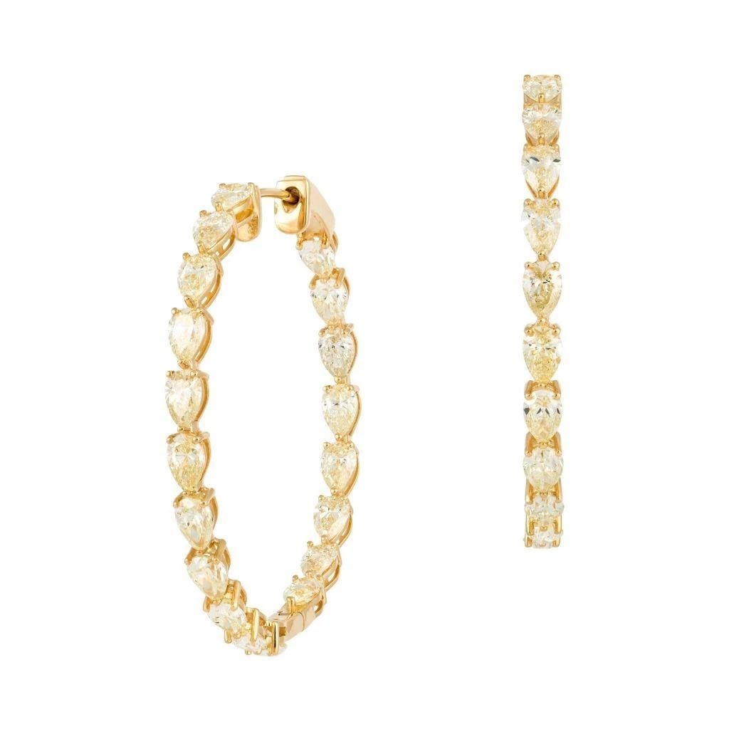 18KT GOLD 9.50CT YELLOW DIAMOND HOOP EARRINGS (1 of 2)
