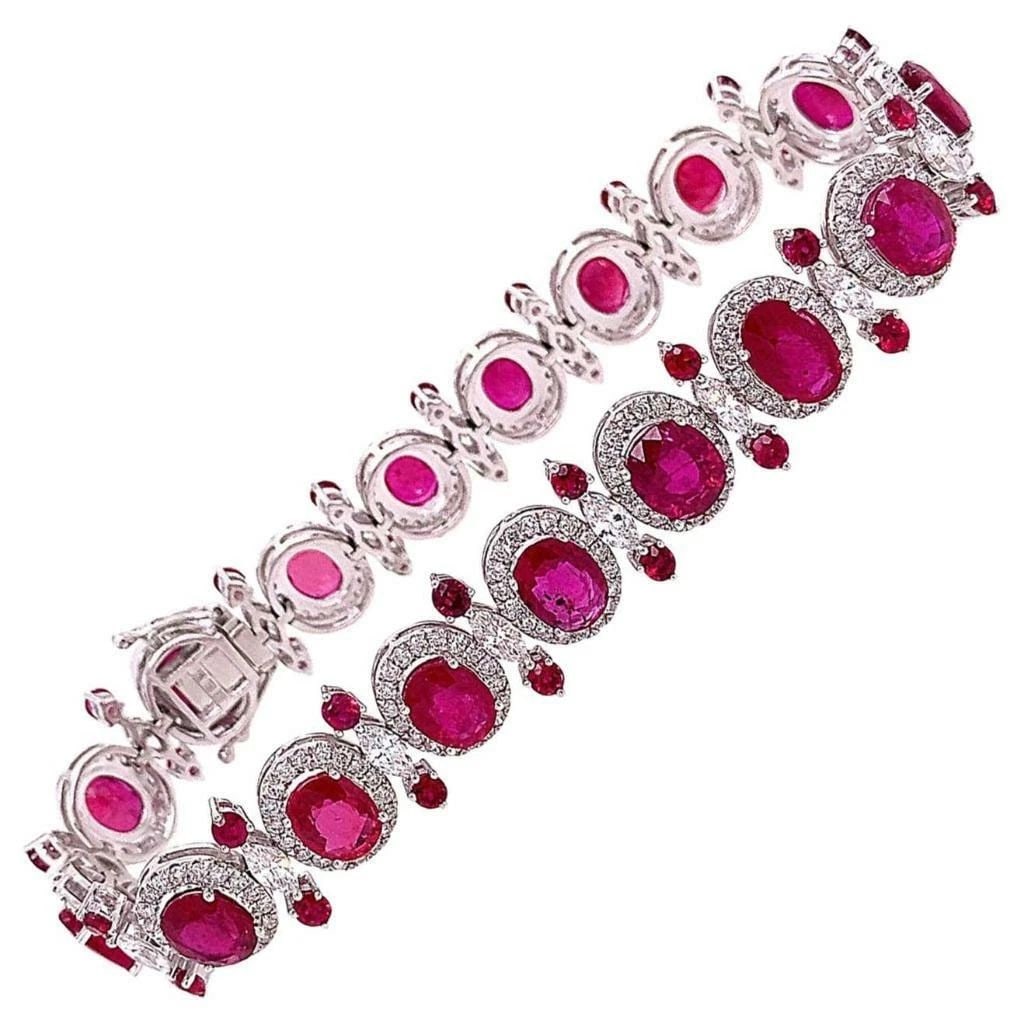 18KT GOLD RARE FANCY RUBY AND DIAMOND BRACELET (1 of 2)