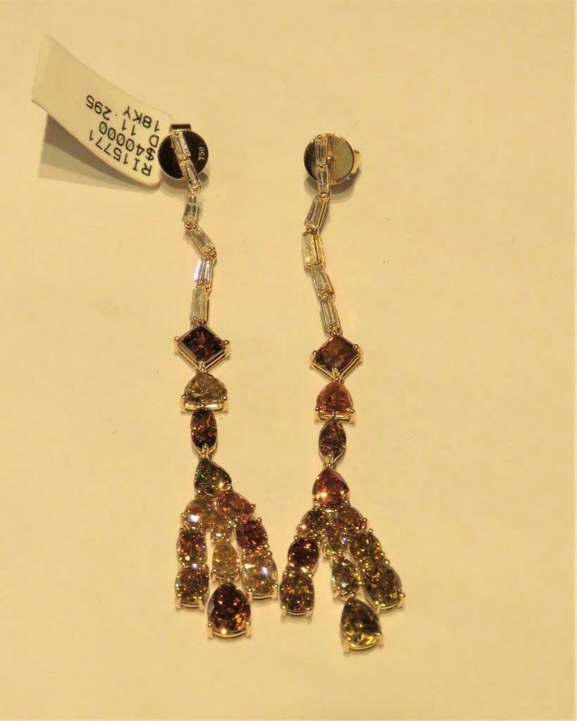 18KT FANCY COGNAC & ORANGE DIAMOND DANGLE EARRINGS (1 of 2)