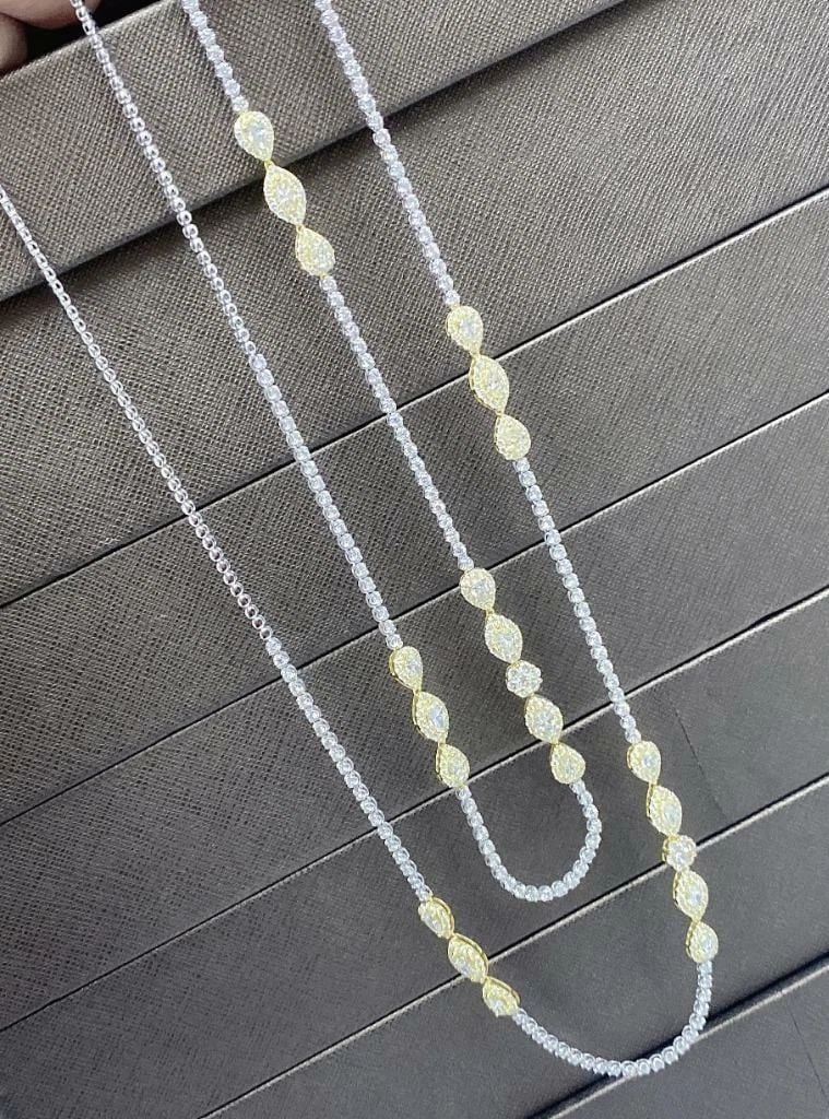 18KT GOLD RARE GORGEOUS 13CT LONG FANCY DIAMOND NECKLACE (1 of 2)