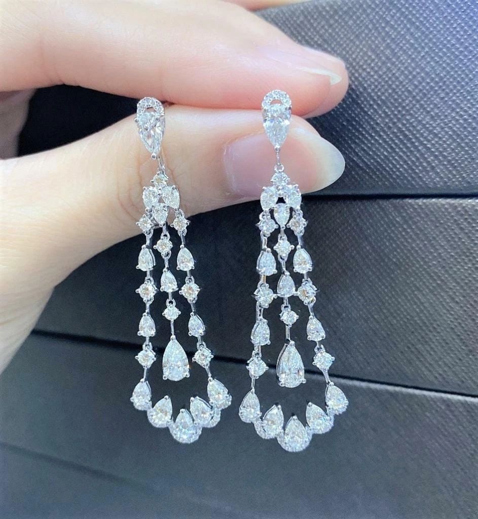 18KT 5CT FANCY DIAMOND CHANDELIER EARRINGS (1 of 1)