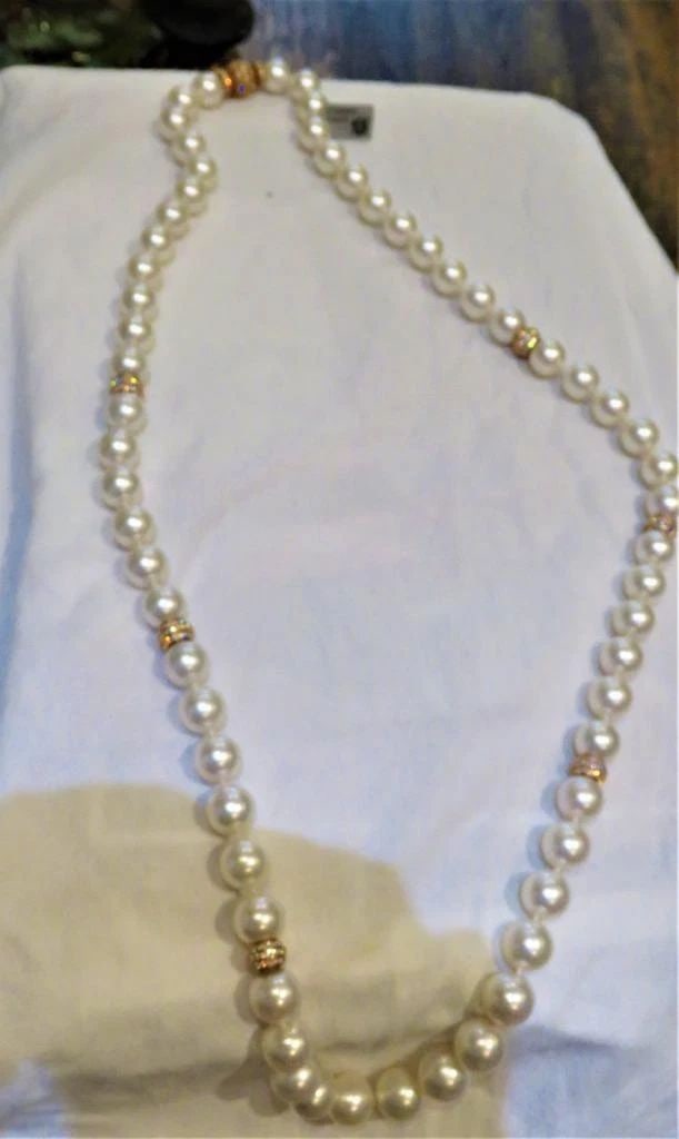 18KT LARGE SOUTH SEA PEARL DIAMOND RONDELLE NECKLACE (1 of 2)