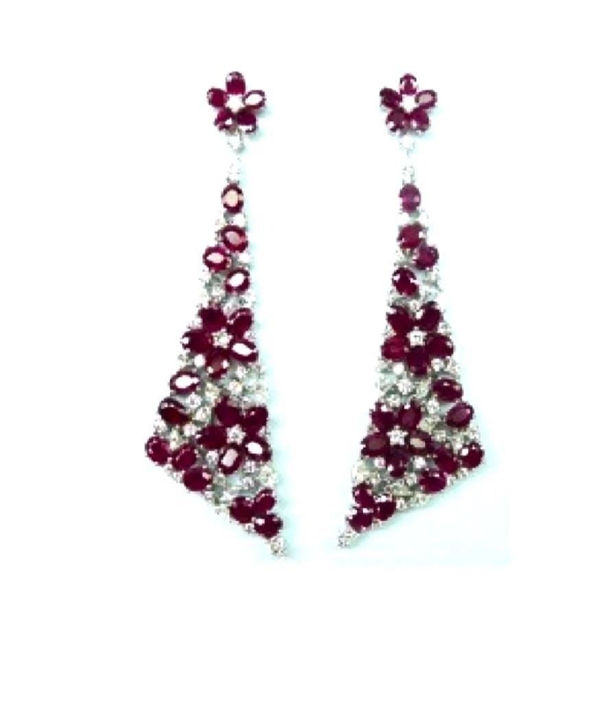 18KT 20CT FANCY GORGEOUS RUBY DIAMOND DANGLE EARRINGS (1 of 2)