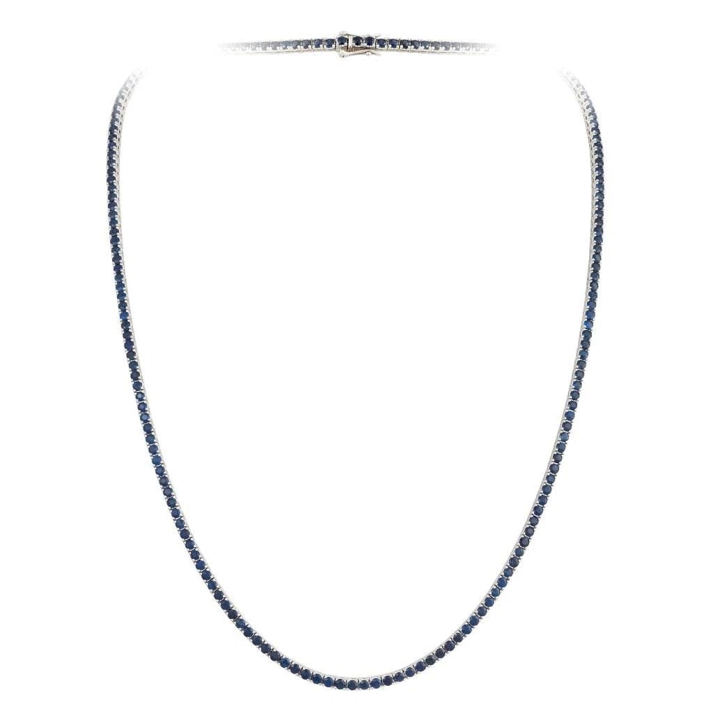 18KT GOLD 25CT BLUE SAPPHIRE LONG STRAND NECKLACE: 18KT GOLD 25CT BLUE SAPPHIRE LONG STRAND NECKLACE The Following Item we are offering is a Rare 18KT Gold Rare Fancy Long Strand Blue Sapphire Strand Necklace. Beautifully comprised of Finely Set Gorge