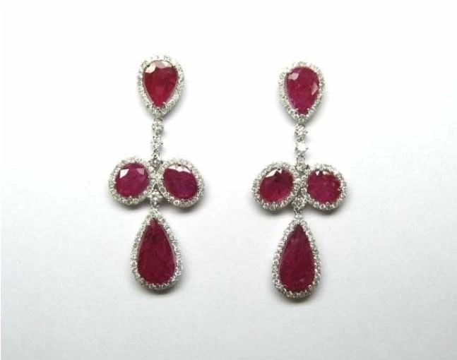 18KT GOLD GORGEOUS LARGE RUBY DIAMOND EARRINGS (1 of 2)
