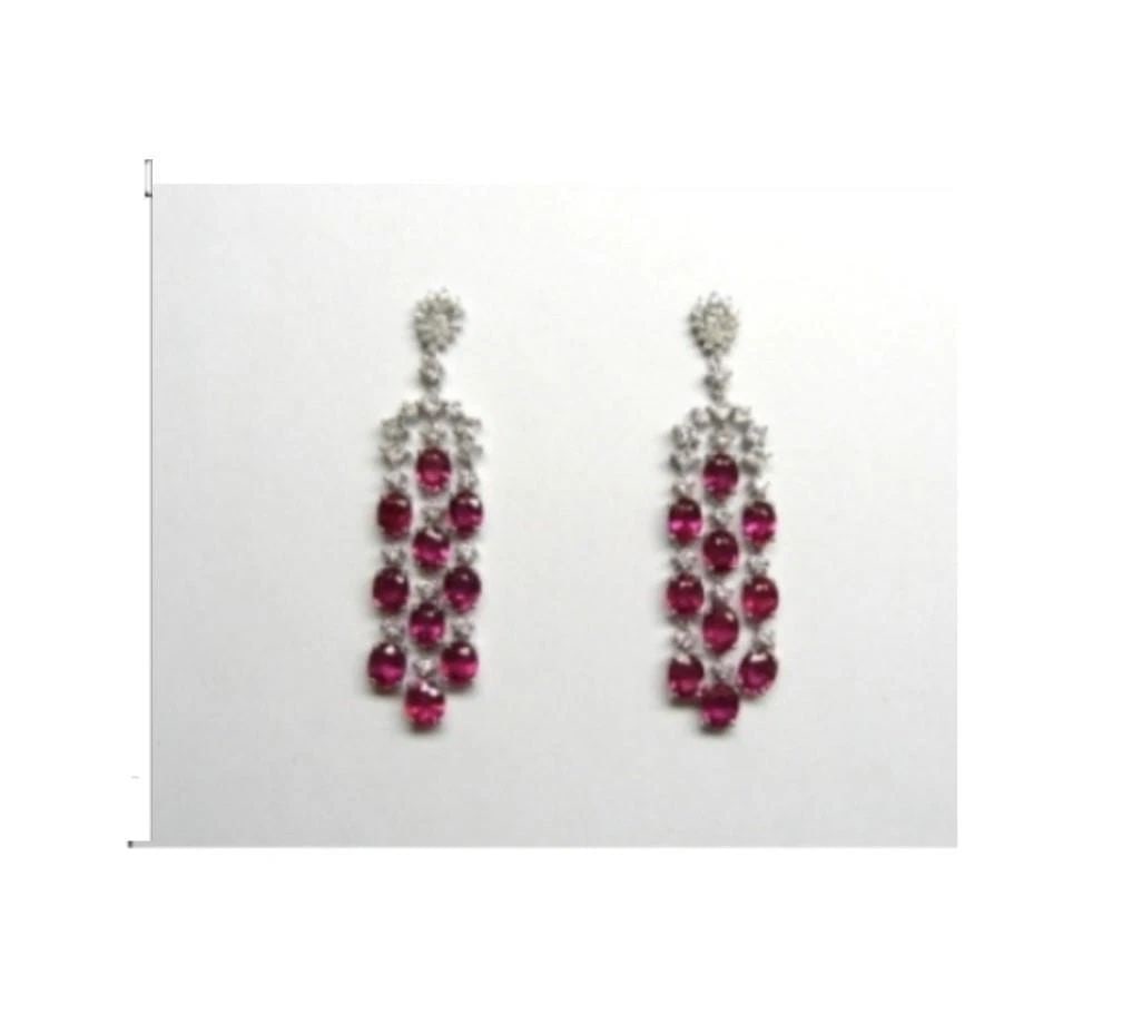 18KT GOLD FANCY GORGEOUS RUBY DIAMOND DANGLE EARRINGS (1 of 2)