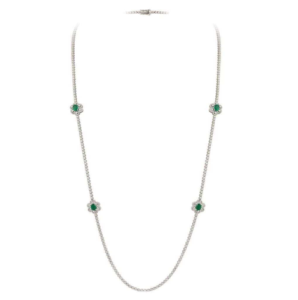 18KT GOLD GORGEOUS FANCY EMERALD DIAMOND LONG NECKLACE (1 of 2)