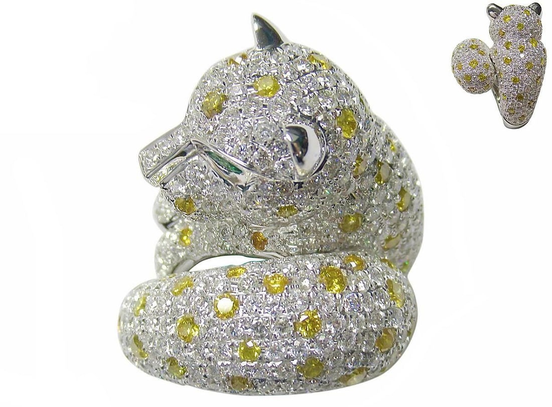 18KT FANCY YELLOW DIAMOND 8CT PANTHER RING (1 of 2)