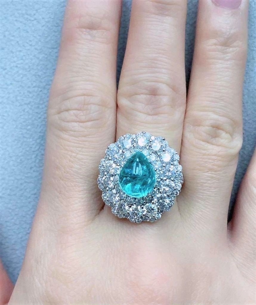 18KT GOLD 8CT PARAIBA TOURMALINE DIAMOND RING (1 of 2)