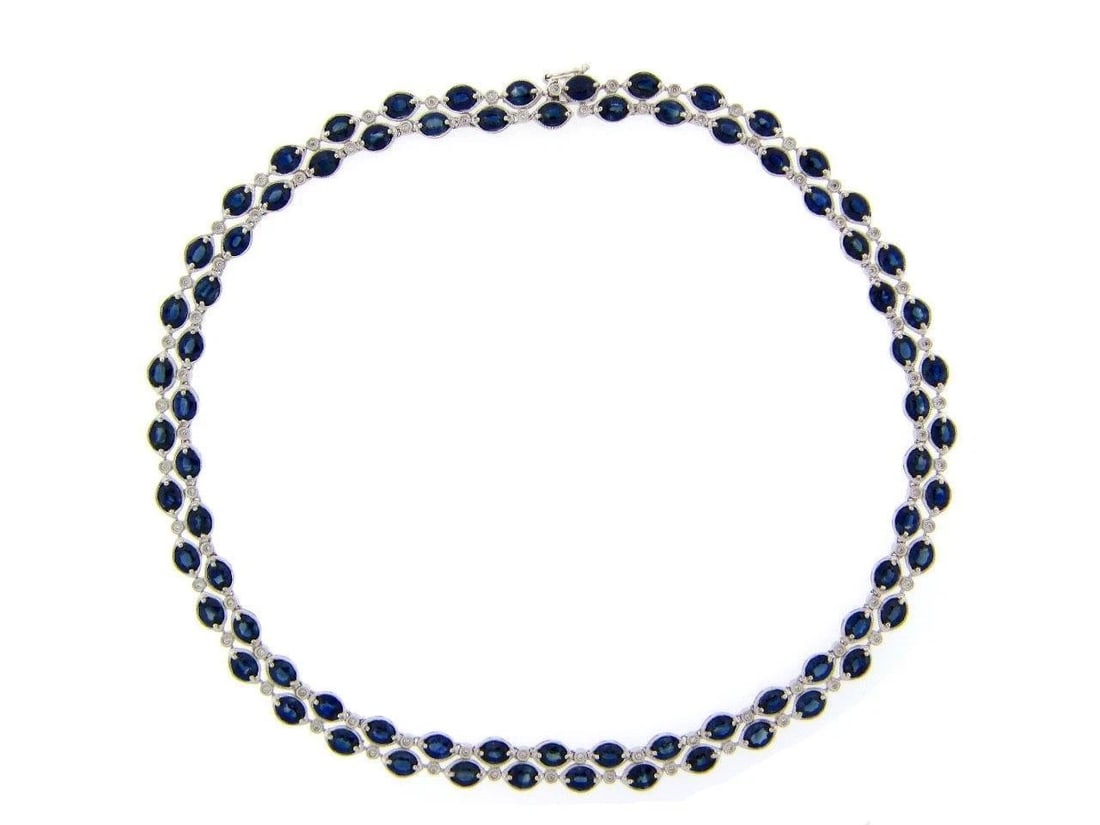 18KT GOLD 35CT SAPPHIRE DIAMOND NECKLACE (1 of 2)