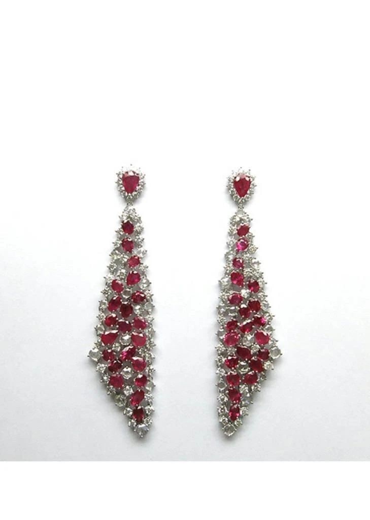 18KT RARE GORGEOUS FANCY 18CT RUBY DIAMOND DANGLE EARRINGS (1 of 2)