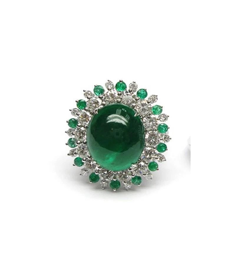 18KT GOLD 11.50CT GREEN EMERALD DIAMOND RING (1 of 2)