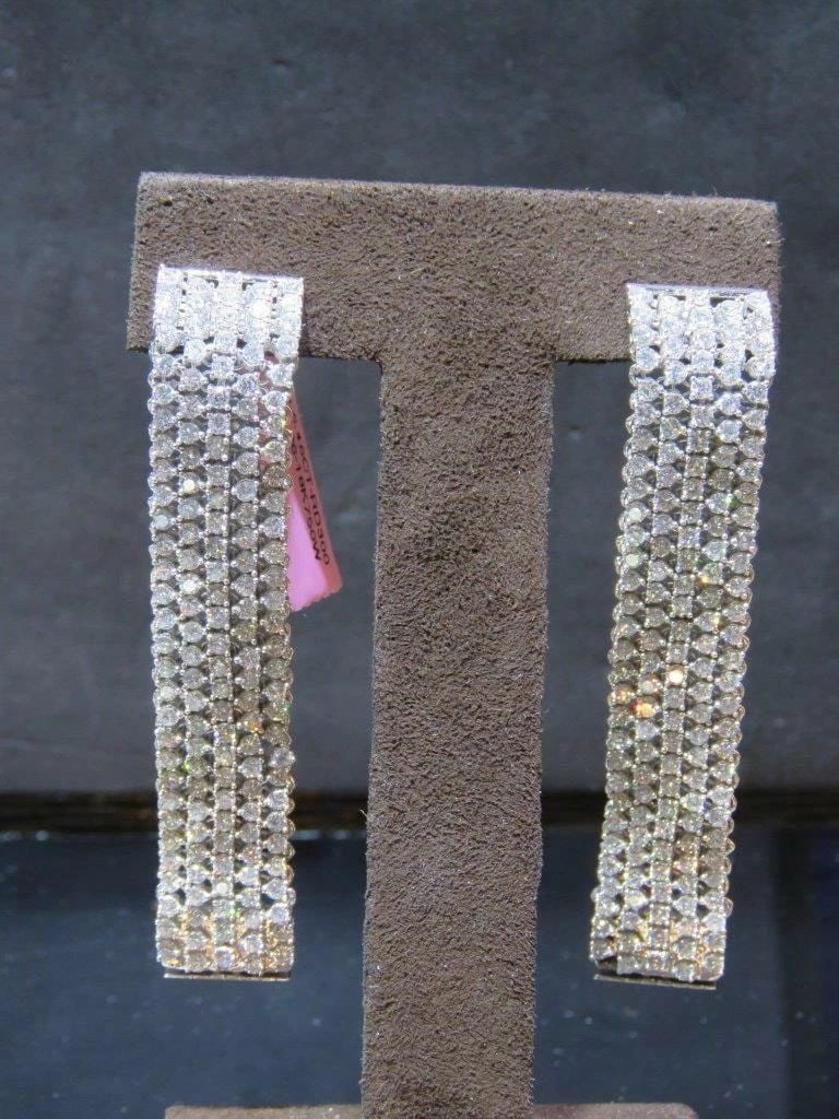 18KT FANCY DIAMOND EXTENDABLE MULTI WEAR HOOP DANGLE EARRINGS (1 of 2)