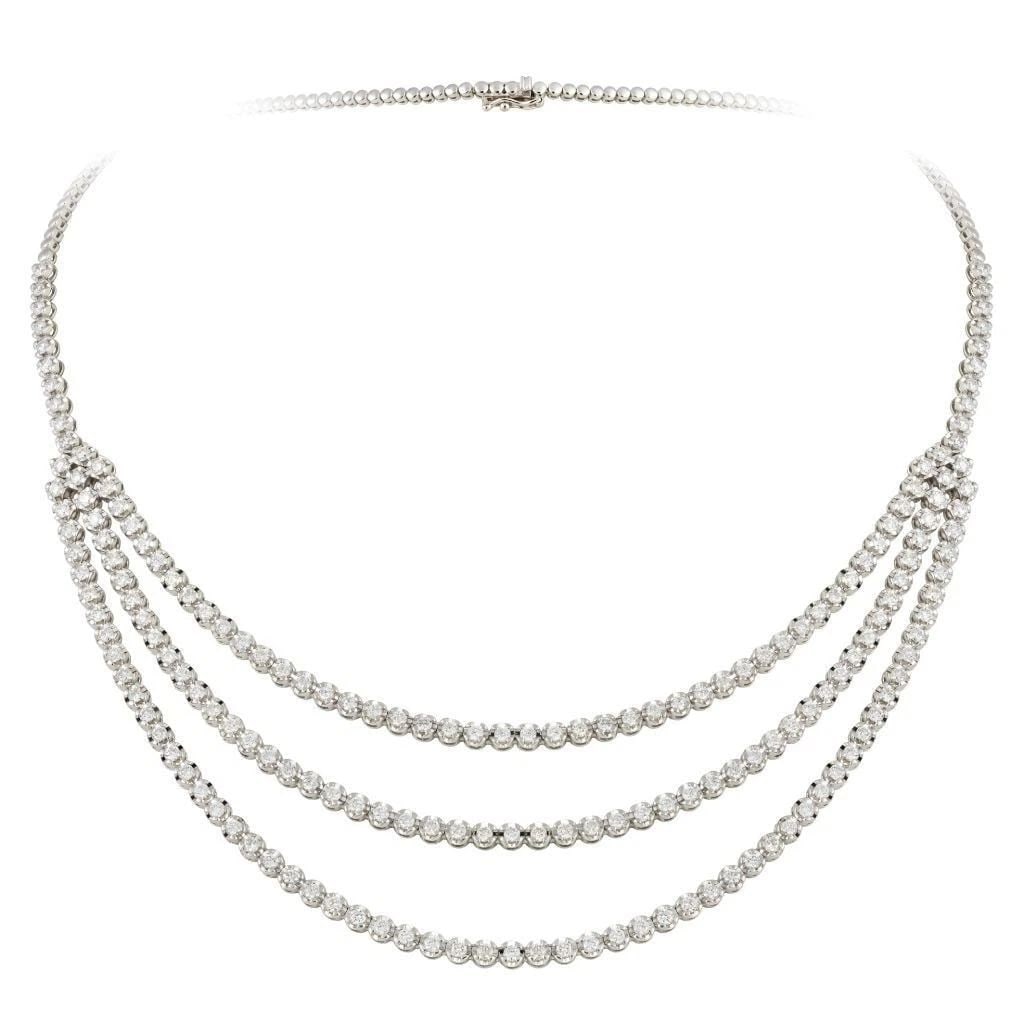 18KT FANCY GORGEOUS THREE STRAND DIAMOND NECKLACE (1 of 2)