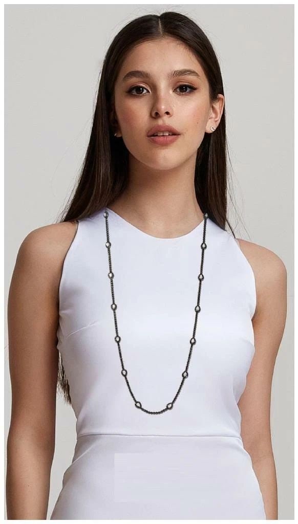 18KT GOLD WHITE DIAMOND BLACK DIAMOND NECKLACE (1 of 2)