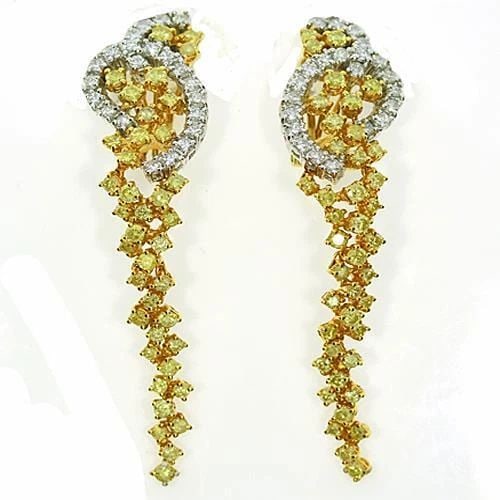 18KT GOLD GORGEOUS 4.50CT FANCY YELLOW DIAMOND EARRINGS (1 of 2)