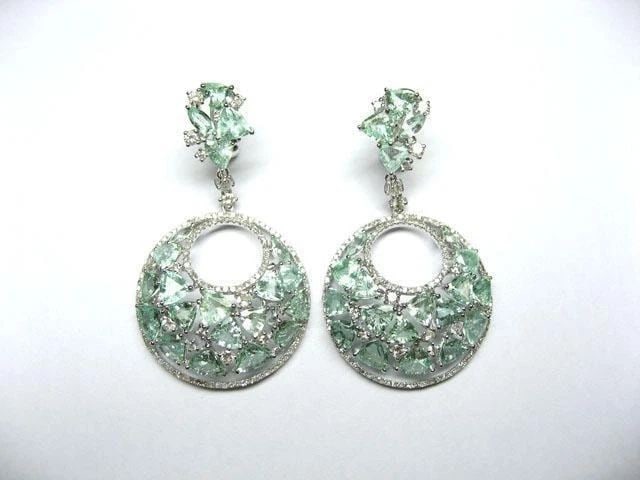 18KT LARGE PARAIBA TOURMALINE DIAMOND EARRINGS (1 of 2)