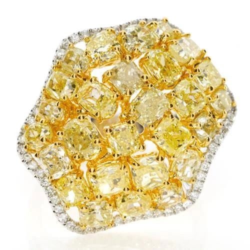 18KT RARE NATURAL 6.5CT YELLOW WHITE DIAMOND RING (1 of 2)