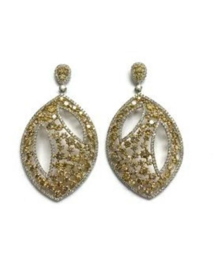 18KT RARE FANCY YELLOW DIAMOND LEAF EARRINGS (1 of 2)