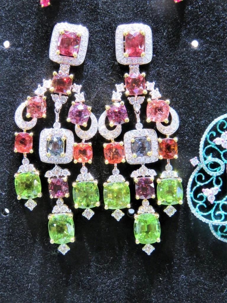 18KT FANCY MULTI COLOR RAINBOW SPINEL EARRINGS (1 of 2)