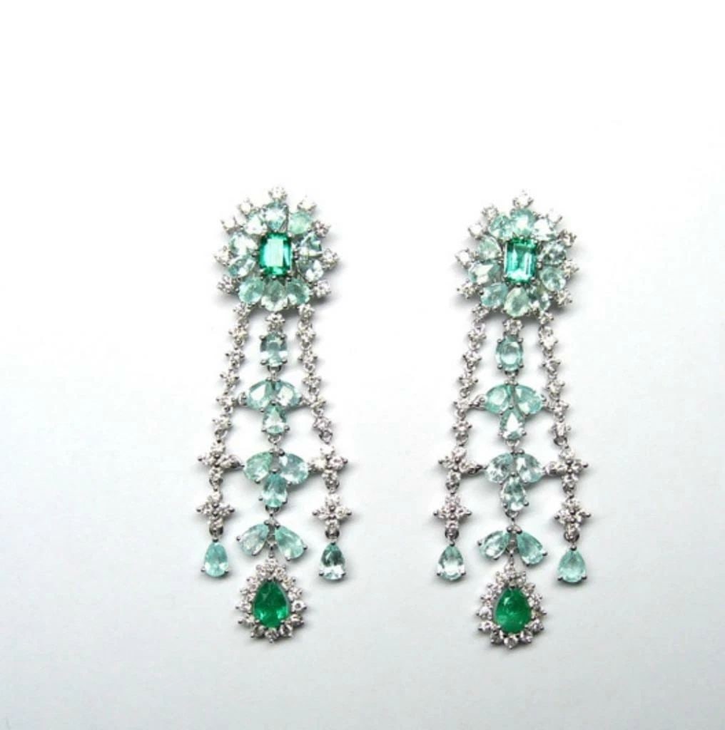 18KT GOLD EMERALD DIAMOND PARAIBA EARRINGS (1 of 2)