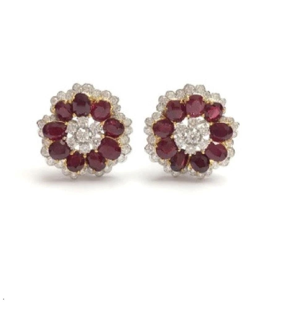 18KT 9.50CT FANCY GORGEOUS RUBY DIAMOND DANGLE EARRINGS (1 of 2)