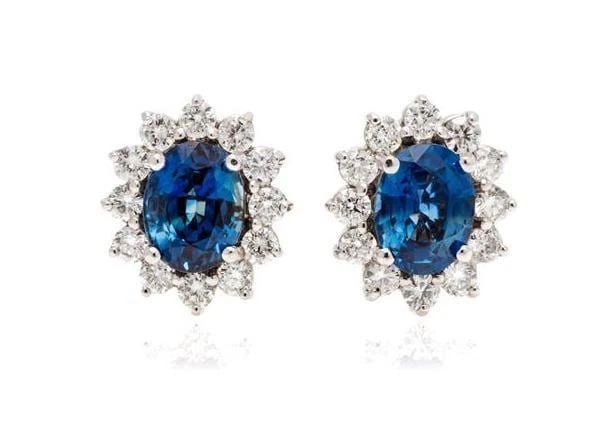 IMPORTANT LARGE SAPPHIRE & DIAMOND WHITE GOLD EARRINGS (1 of 2)