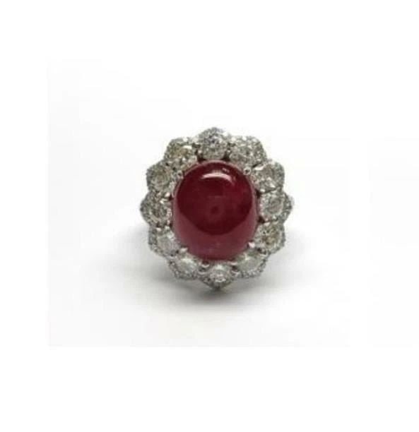 18KT GOLD OUTSTANDING LRG 14CT RUBY CABOCHON DIAMOND RING (1 of 2)