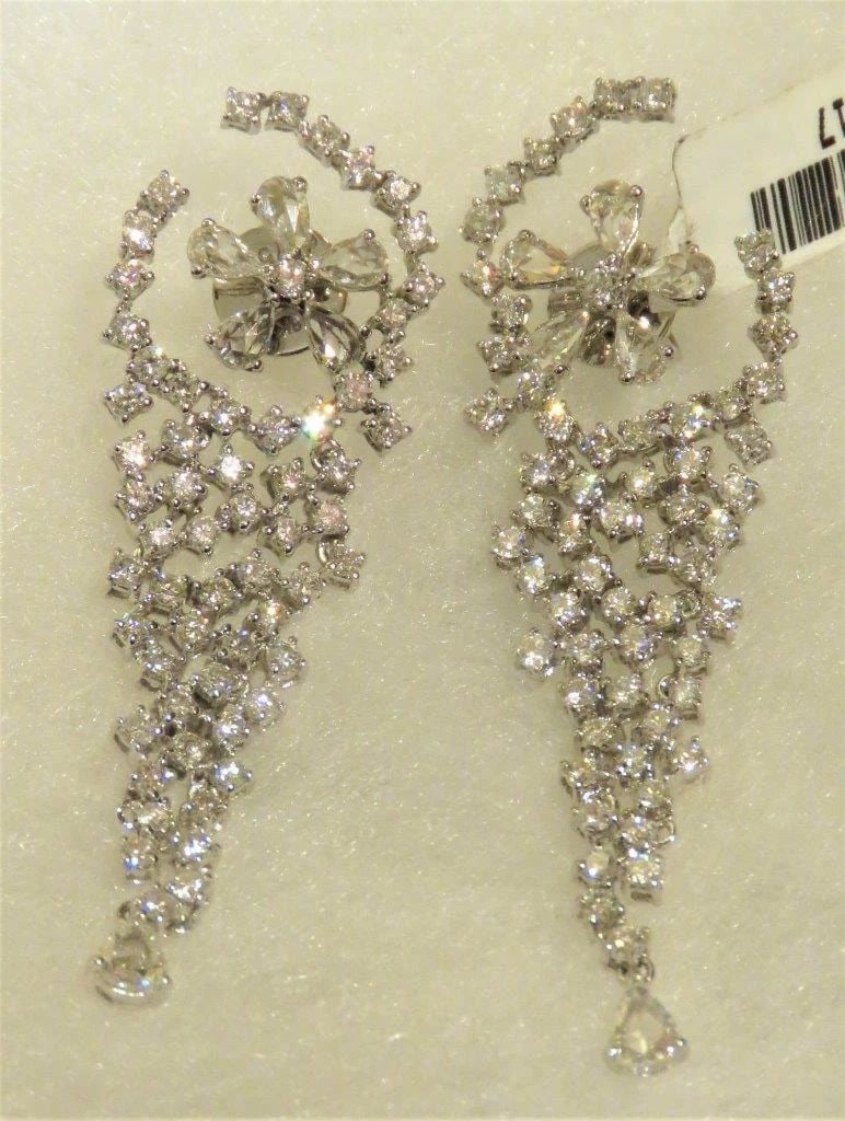 18KT 6CT FANCY DIAMOND FLORAL DANGLE EARRINGS (1 of 2)