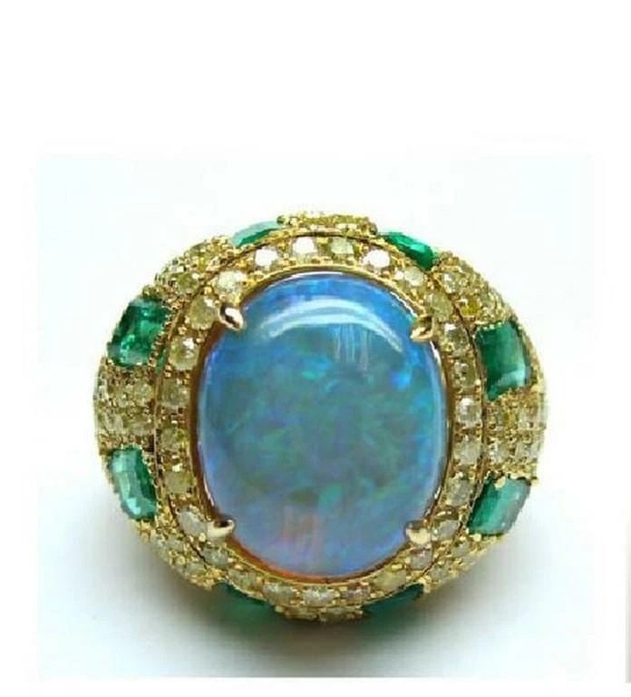 18KT LRG 13CT BLACK OPAL YELLOW DIAMOND RING (1 of 2)