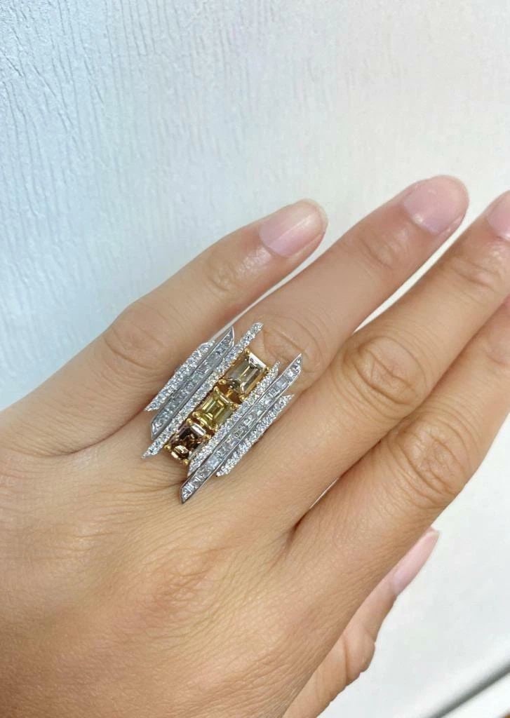 18KT PLATINUM GORGEOUS DECO STYLE COGNAC DIAMOND RING (1 of 2)