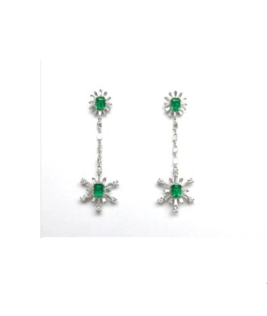 18KT COLOMBIAN EMERALD DIAMOND DANGLE EARRINGS (1 of 2)