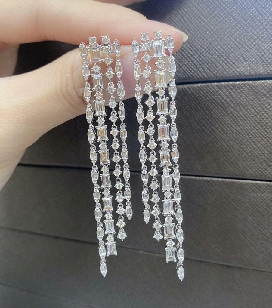 18KT 6CT FANCY DIAMOND DANGLE EARRINGS (1 of 2)