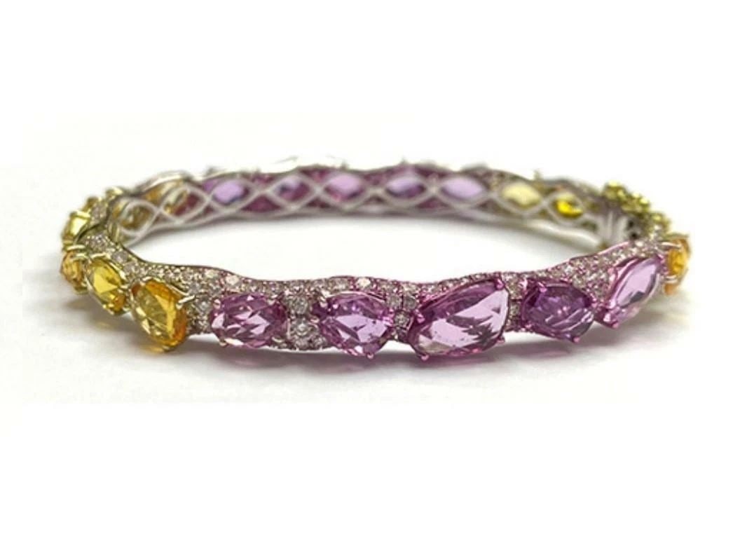 18KT RARE 18CT FANCY COLOR SAPPHIRE DIAMOND BRACELET (1 of 2)