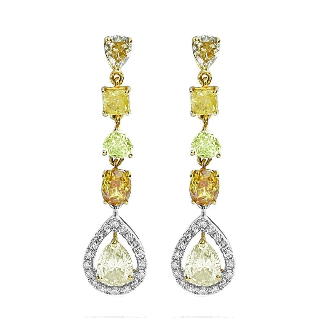 18KT GORGEOUS 5CT FANCY YELLOW DIAMOND DANGLE EARRINGS (1 of 2)