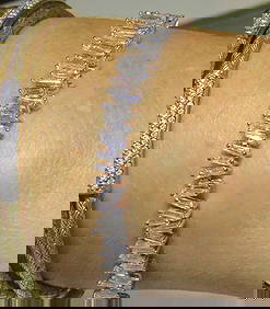 18KT GOLD RARE 7CT FANCY BAGUETTE DIAMOND BRACELET (1 of 2)