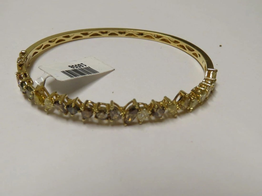 18KT GOLD YELLOW DIAMOND COGNAC DIAMOND BANGLE BRACELET (1 of 2)