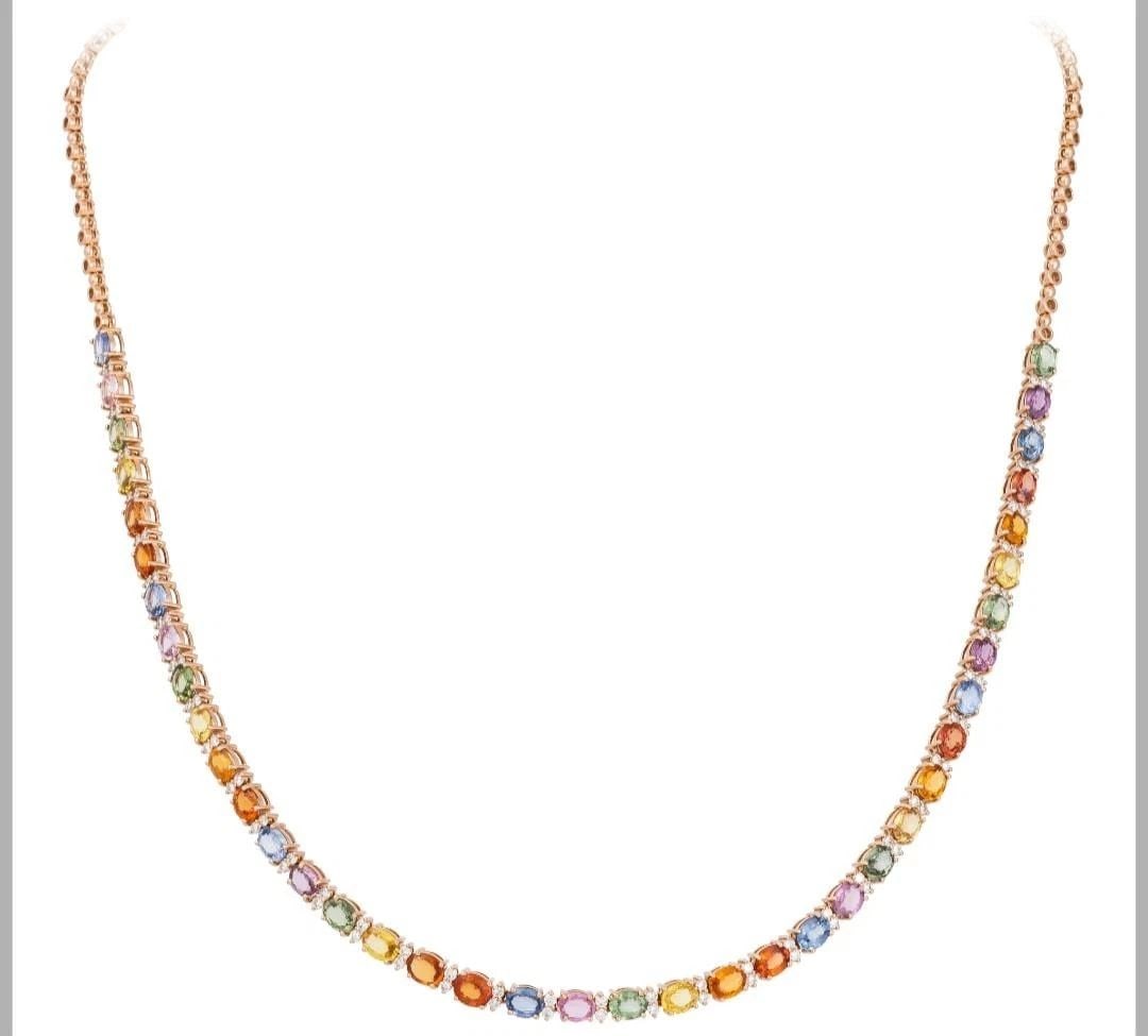18KT GOLD MAGNIFICENT RAINBOW SAPPHIRE NECKLACE (1 of 2)