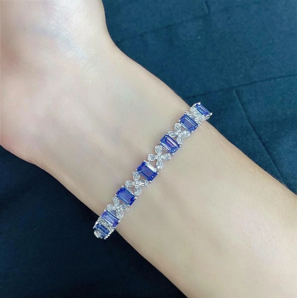 18KT GOLD FANCY 13CT TANZANITE DIAMOND BRACELET (1 of 2)